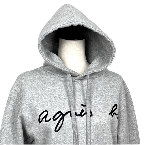 Agnes B. Womens / Men’s VINTAGE Embroidered Logo Hoodie. Grey. Medium. #709 - Picture 2 of 7